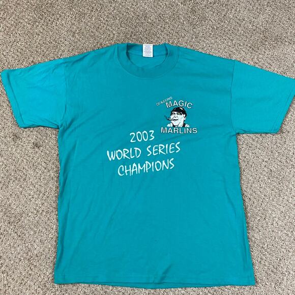 Y2K MLB Shirt Mens L Yankees World Series 2003 MLB Florida Vintage Marlins - Picture 1 of 8
